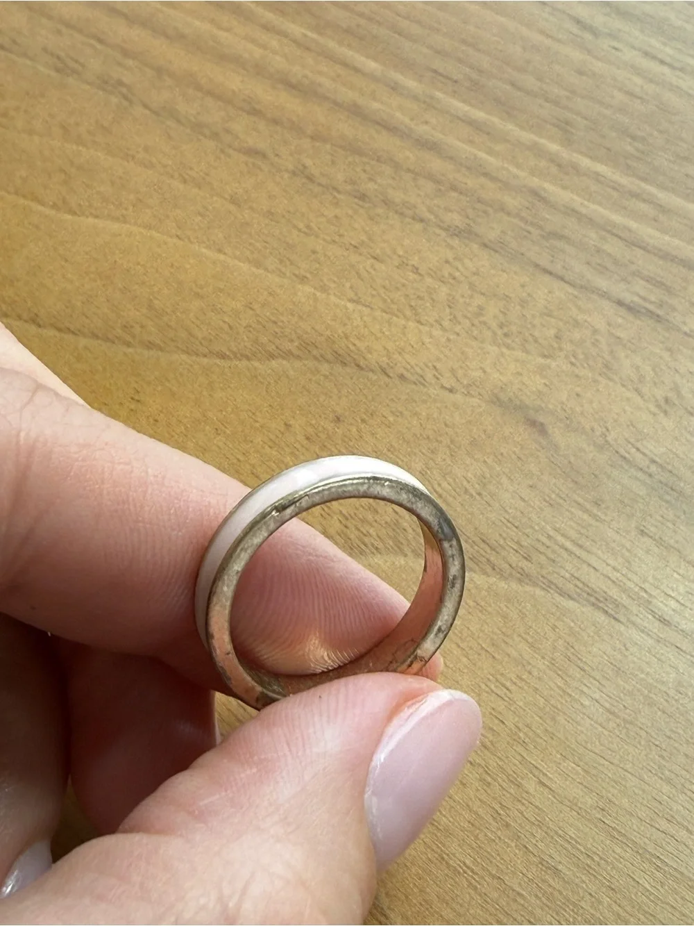 Minimalist Cream pink Band Ring for Women